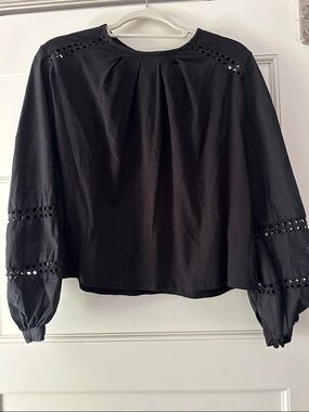 Banana Republic Black Eyelet-Trim Blouse - Women Tops